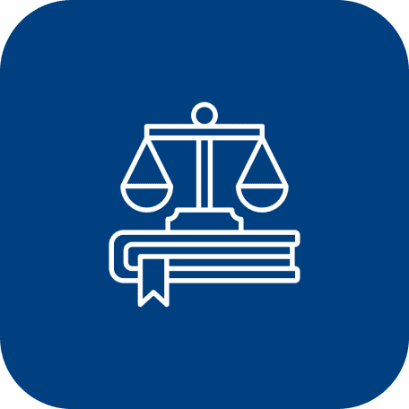 Scales of justice on a book icon.